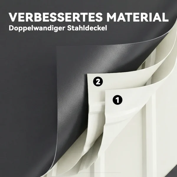 Metalen Tuinbox 350L Kussenbox Met Dubbelwandige Deksel 120 X 61 X 62 Cm Waterdicht Afsluitbaar Grijs