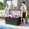 Metalen Tuinbox 350L Kussenbox Met Dubbelwandige Deksel 120 X 61 X 62 Cm Waterdicht Afsluitbaar Grijs