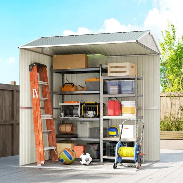 Metalen Tuinhuis 3,5 M², Hoog Afsluitbaar Tuinhuisje Met Zadeldak Ventilatie Handschoenen, 209 X 177 X 236 Cm