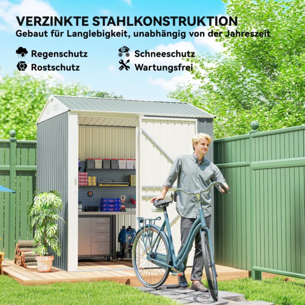 Metalen Tuinhuis 3,5 M², Hoog Afsluitbaar Tuinhuisje Met Zadeldak Ventilatie Handschoenen, 209 X 177 X 236 Cm