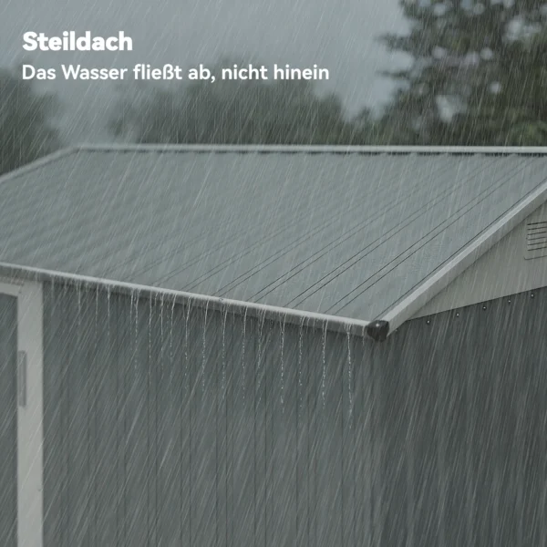 Metalen Tuinhuis 3,5 M², Hoog Afsluitbaar Tuinhuisje Met Zadeldak Ventilatie Handschoenen, 209 X 177 X 236 Cm