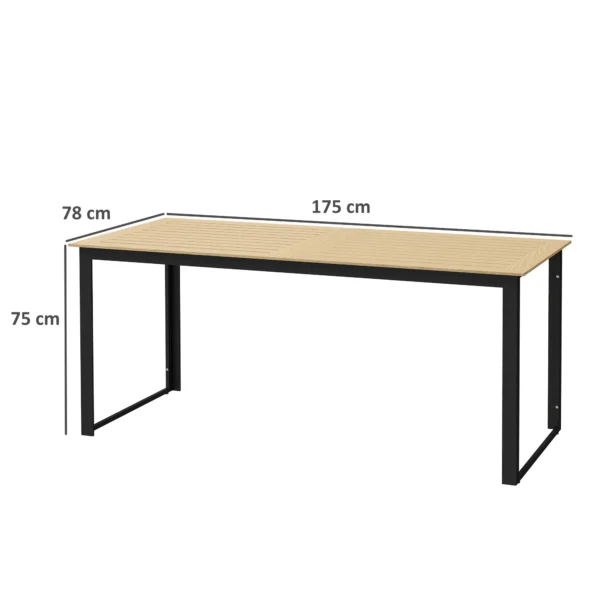 Metalen Tuintafel 175x78 Cm Weerbestendig Balkontafel Met Houtlook, Antislip Eettafel Zwart
