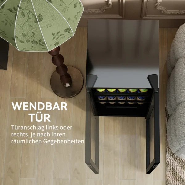 Mini Koelkast 93L Koelbox Met Glazen Deur, Verstelbare Planken, LED, Temperatuurregeling, 47,2 X 43,7 X 83,3 Cm Zwart