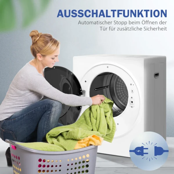 Mini Wasdroger 4 Kg Met 4 Programma's, 2 Verwarmingsniveaus, Sterilisatie Tot 65℃ 850W Voor Kleding