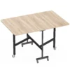 Mobiele Klaptafel Met 6 Wielen En Remmen, Opvouwbare Keukeneettafel Voor Kleine Ruimtes, Eiken