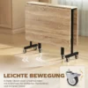 Mobiele Klaptafel Met 6 Wielen En Remmen, Opvouwbare Keukeneettafel Voor Kleine Ruimtes, Eiken