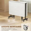 Mobiele Klaptafel Met 6 Wielen En Remmen, Opvouwbare Keukeneettafel Voor Kleine Ruimtes, Wit