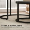 Modern Koffietafel 2 Delig Set, Stapelbare Bijzettafels Met Metalen Frame Voor Woonkamer, Slaapkamer, Kantoor, Zwart