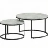 Modern Koffietafel 2 delige Set, Stapelbare Bijzettafels Met Metalen Frame Voor Woonkamer, Slaapkamer, Kantoor, Grijs