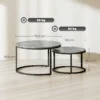 Modern Koffietafel 2 Delige Set, Stapelbare Bijzettafels Met Metalen Frame Voor Woonkamer, Slaapkamer, Kantoor, Grijs