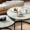 Modern Koffietafel 2 delige Set, Stapelbare Bijzettafels Met Metalen Frame Voor Woonkamer, Slaapkamer, Kantoor, Grijs