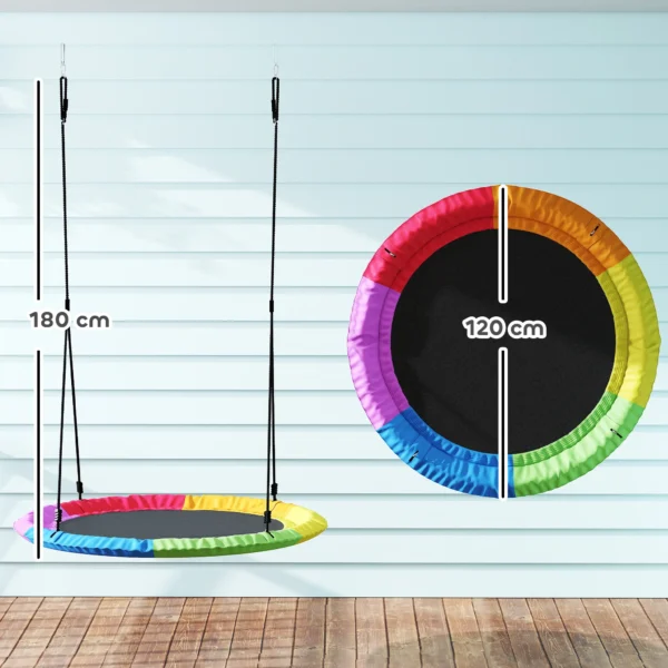 Nestschommel In Hoogte Verstelbaar, Hangschommel Ø 120 Cm Tot 300kg Voor Kinderen Van 3 8 Jaar, 120 X 120 X 180 Cm Meerkleurig