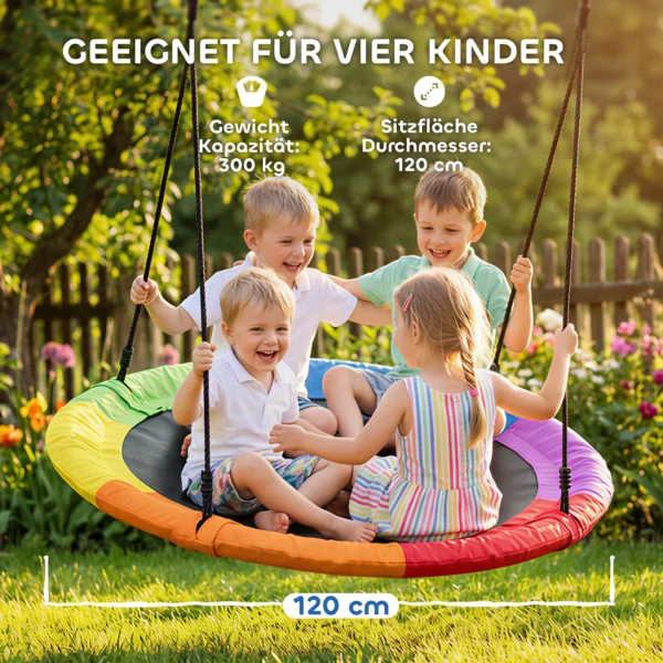 Nestschommel In Hoogte Verstelbaar, Hangschommel Ø 120 Cm Tot 300kg Voor Kinderen Van 3 8 Jaar, 120 X 120 X 180 Cm Meerkleurig