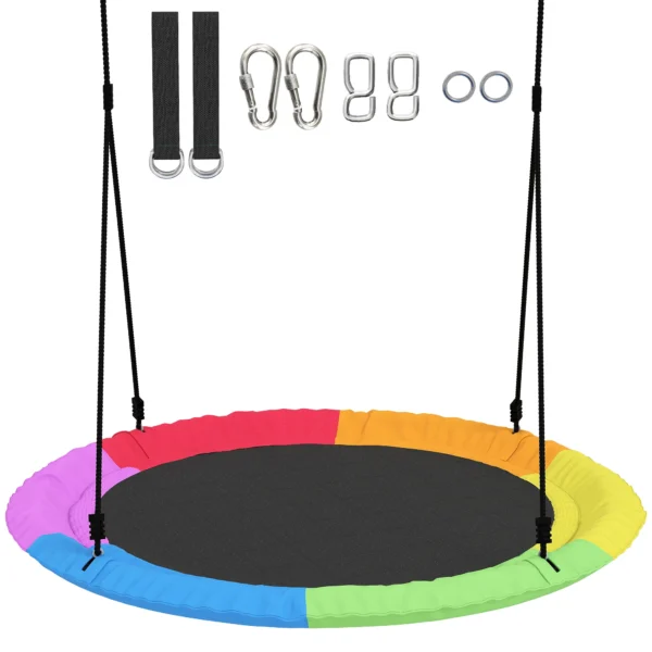 Nestschommel In Hoogte Verstelbaar, Hangschommel Tot 300kg Met Verstelbare Touwen 100 X 100 X 180 Cm Meerkleurig