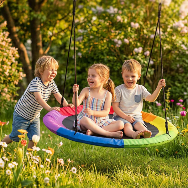 Nestschommel In Hoogte Verstelbaar, Hangschommel Tot 300kg Met Verstelbare Touwen 100 X 100 X 180 Cm Meerkleurig