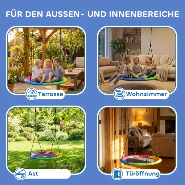 Nestschommel In Hoogte Verstelbaar, Hangschommel Tot 300kg Met Verstelbare Touwen 100 X 100 X 180 Cm Meerkleurig