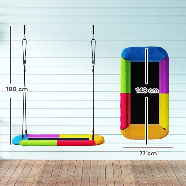 Nestschommel In Hoogte Verstelbaar, Hangschommel Tot 300kg Met Verstelbare Touwen Voor 3 8 Jaar 148x77x180 Cm Meerkleurig
