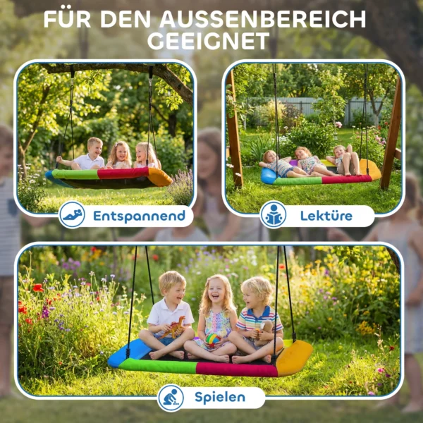 Nestschommel In Hoogte Verstelbaar, Hangschommel Tot 300kg Met Verstelbare Touwen Voor 3 8 Jaar 148x77x180 Cm Meerkleurig