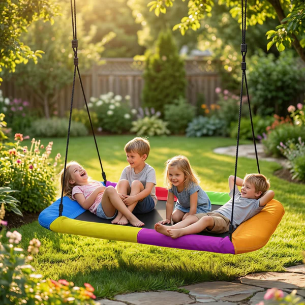 Nestschommel In Hoogte Verstelbaar, Hangschommel Tot 300kg Met Verstelbare Touwen Voor 3 8 Jaar 148x77x180 Cm Meerkleurig
