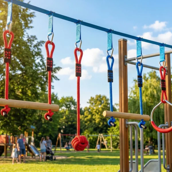 Ninja Line Kinder 10m 9 delige Slackline Set Met 2 Gymnastiekringen 3 in 1 Schommel 2 Klimstangen Voor 3 8 Jaar Meerkleurig