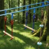 Ninja Line Kinder 24 M Slackline Set Met Gymnastiekringen 7 Obstakels Klimstang Balansbrug Voor 3 6 Jaar Rood+Blauw