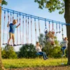 Ninja Line Kinder 24 M Slackline Set Met Gymnastiekringen 7 Obstakels Klimstang Balansbrug Voor 3 6 Jaar Rood+Blauw