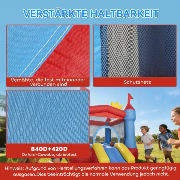 Opblaasbaar Springkasteel Met Blower Glijbaan Trampoline Pierenbad/Ballenbak Waterpistool 342x255x209 Cm Blauw