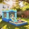 Opblaasbaar Springkasteel Speelcentrum Met Blower Glijbaan Trampoline Pierenbadje/Ballenbak Waterpistool 364x173x182 Cm Blauw