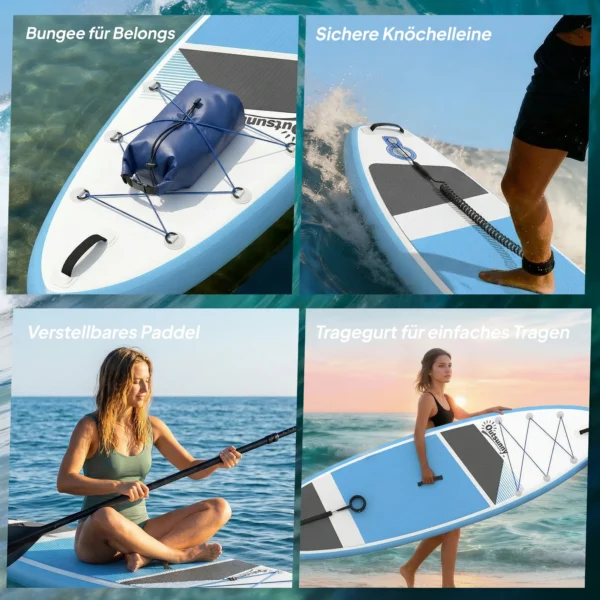 Opblaasbare Stand Up Paddle Board Set 320cm SUP Board Met Verstelbare Peddel Antislip EVA Deck Voetriem Pomp
