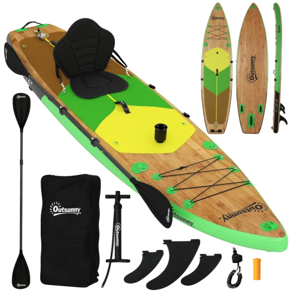 Opblaasbare Stand Up Paddle Board Set 335cm SUP Board Met Kajak Zitje, Verstelbare Dubbele Peddel Voetband