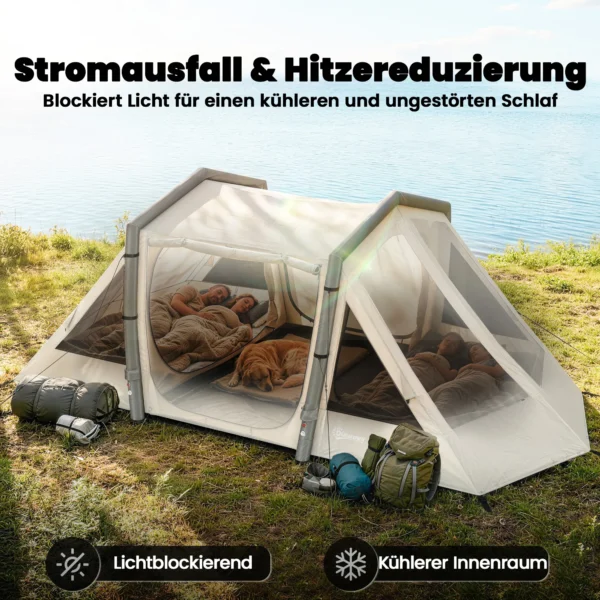 Opblaasbare Tent 4 Personen Snelle Opbouw Outdoor Tent Voor Kamperen Met 2 Slaapkamers Voorkamer Venster