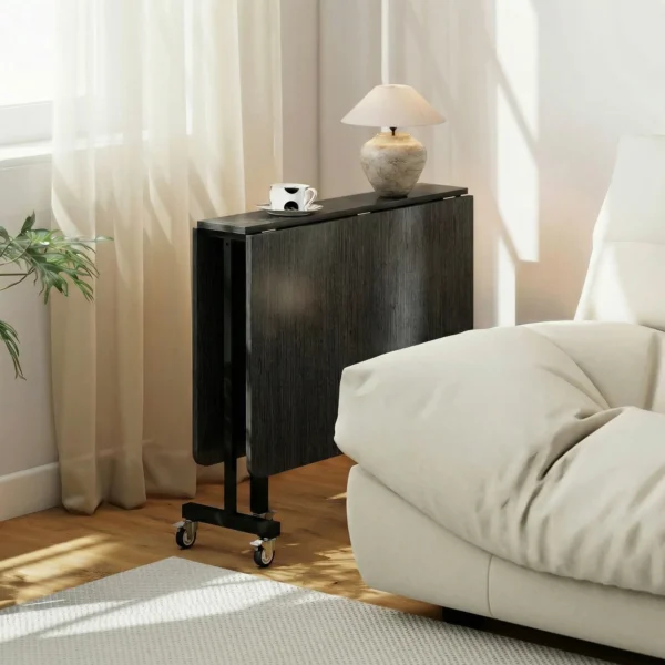 Opklapbare Eettafel Keukentafel Voor 4 6 Personen Met 6 Wielen Mobiele Klaptafel Voor Kleine Ruimtes 120x80x73 Cm Zwart