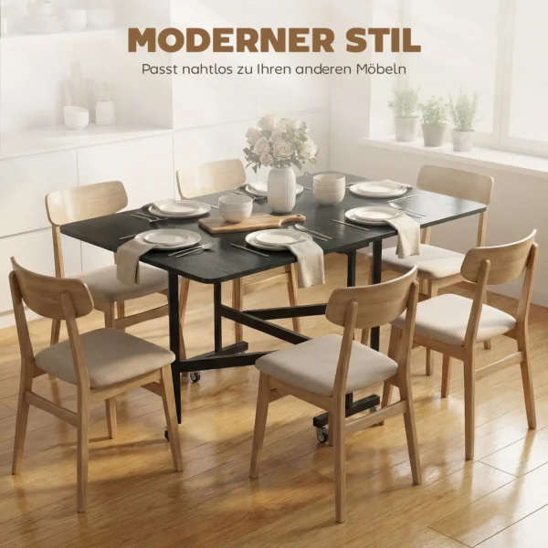 Opklapbare Eettafel Keukentafel Voor 4 6 Personen Met 6 Wielen Mobiele Klaptafel Voor Kleine Ruimtes 120x80x73 Cm Zwart