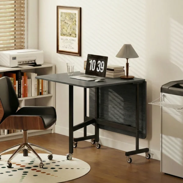 Opklapbare Eettafel Keukentafel Voor 4 6 Personen Met 6 Wielen Mobiele Klaptafel Voor Kleine Ruimtes 120x80x73 Cm Zwart