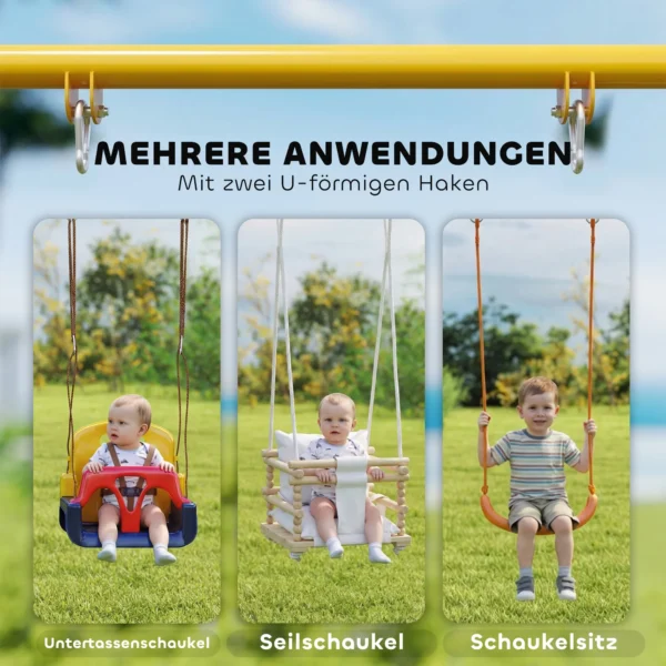 Opvouwbaar Schommelframe Met A frame, 2 Haken, 4 Grondankers, Voor Kinderen Van 9 Maanden Tot 8 Jaar 128x155x157 Cm Blauw