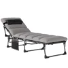 Opvouwbare Draagbare Tuinligstoel Met 5 voudig Verstelbare Rugleuning, Gevoerde Matras En Hoofdsteun