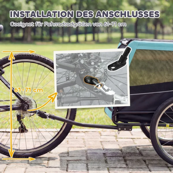 Opvouwbare Fietskar Met Veiligheidsreflectoren, Lijn, Voor Middelgrote Honden Tot 20 Kg 143 X 70 X 90 Cm Lichtblauw