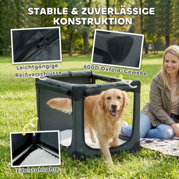 Opvouwbare Hondenbox Hondentransportbox Met Afneembaar Wasbaar Kussen Gemaakt Van Oxford stof Voor Honden Tot 30kg Legergroen