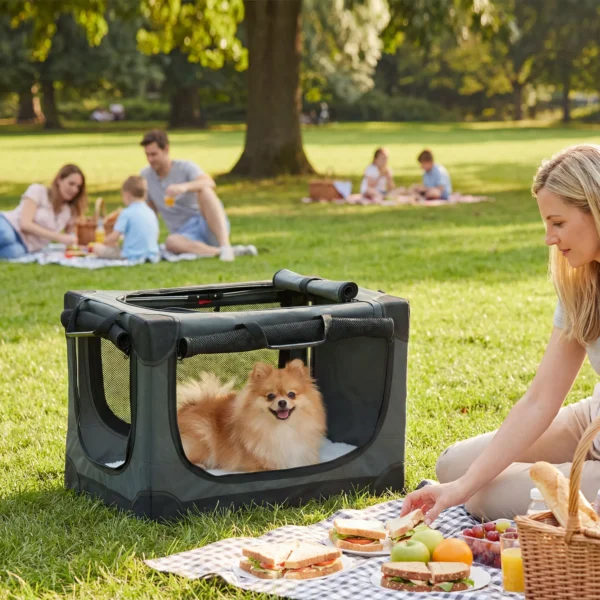 Opvouwbare Hondenbox Met Kussen, Afneembare Wasbare Hoes Van Oxford stof Voor Honden Tot 4kg, Legergroen