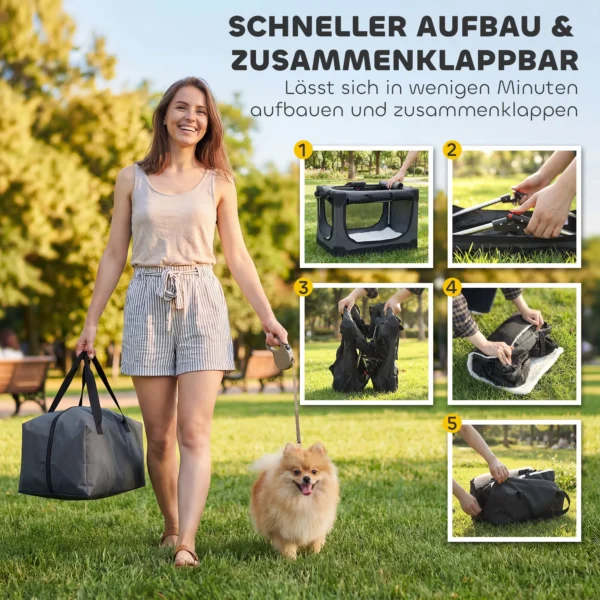 Opvouwbare Hondenbox Met Kussen, Afneembare Wasbare Hoes Van Oxford stof Voor Honden Tot 4kg, Legergroen