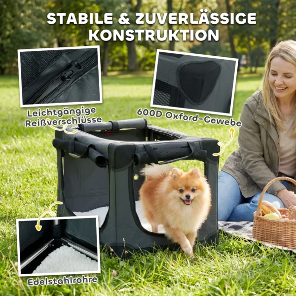 Opvouwbare Hondenbox Met Kussen, Afneembare Wasbare Hoes Van Oxford stof Voor Honden Tot 4kg, Legergroen