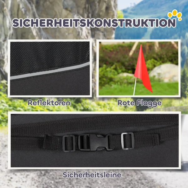 Opvouwbare Hondenkar Met Reflectoren, Mesh Raam, Wielen, Deur, Veiligheidsvlag Voor Honden Tot 20 Kg 138x70x89 Cm Blauw