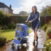 Opvouwbare Hondenwagen Katwagen Tot 10kg Met Regenbescherming Reflecterende Strepen Opbergmand 77x44x102cm Blauw