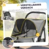 Opvouwbare Hondenwagen Met Wasbaar Kussen, Netvensters, 3 Wielen, Voor Middelgrote Honden Tot 20 Kg, Grijs