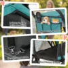 Opvouwbare Hondenwagen Tot 20kg Met Kussen, Netvensters, Rugtas, 92 X 63 X 95 Cm Donkergroen