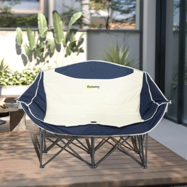 Opvouwbare Stoel, 2 zits Campingstoel Met Drankhouder En Draagtas, Belastbaar Tot 250kg, Blauw