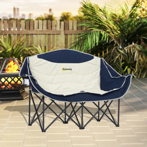 Opvouwbare Stoel, 2 zits Campingstoel Met Drankhouder En Draagtas, Belastbaar Tot 250kg, Blauw