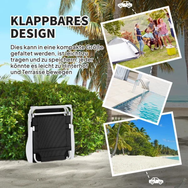 Opvouwbare Zonneligstoel Met Kussen, Ligstoel Met 4 voudig Verstelbare Rugleuning Tot 120 Kg Zwart