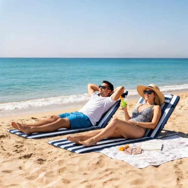 Opvouwbare Zonneligstoel Tuinligstoel Met Hoofdkussen Ligstoel Met 5 voudig Verstelbare Rugleuning Draagtas Blauw