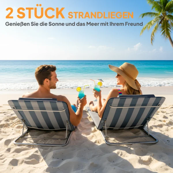 Opvouwbare Zonneligstoel Tuinligstoel Met Hoofdkussen Ligstoel Met 5 voudig Verstelbare Rugleuning Draagtas Blauw